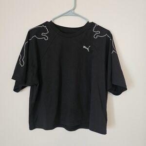 Puma Cropped Black Tee with White Accents